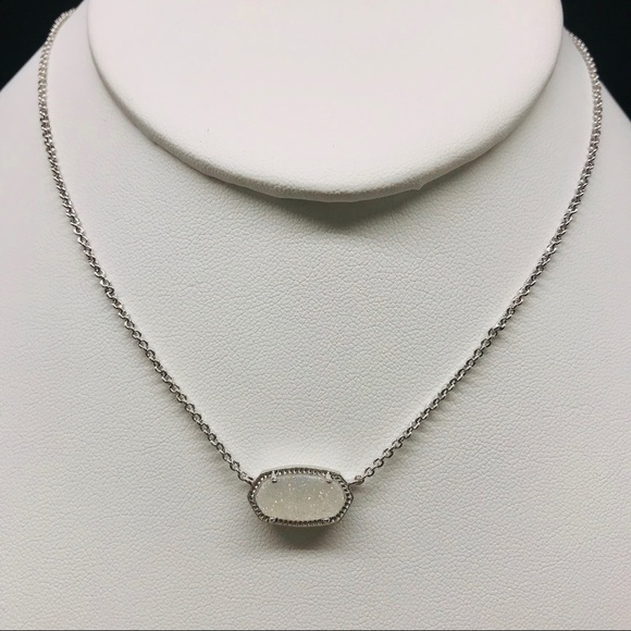 KendraScott Elisa WhiteDrusy silver tone necklace - Picture 3 of 5